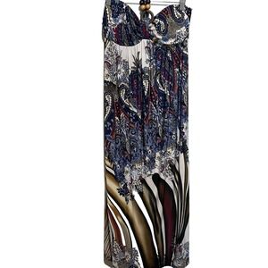 VTG Cristina Love Women's Halter Tiered Paisley Multicolor Maxi Dress‎  Size L